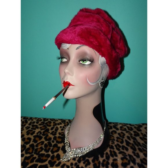 Vintage Fuchsia Pink Empress Turban Style Clochet Hat pinup retro rockabilly - Picture 3 of 10